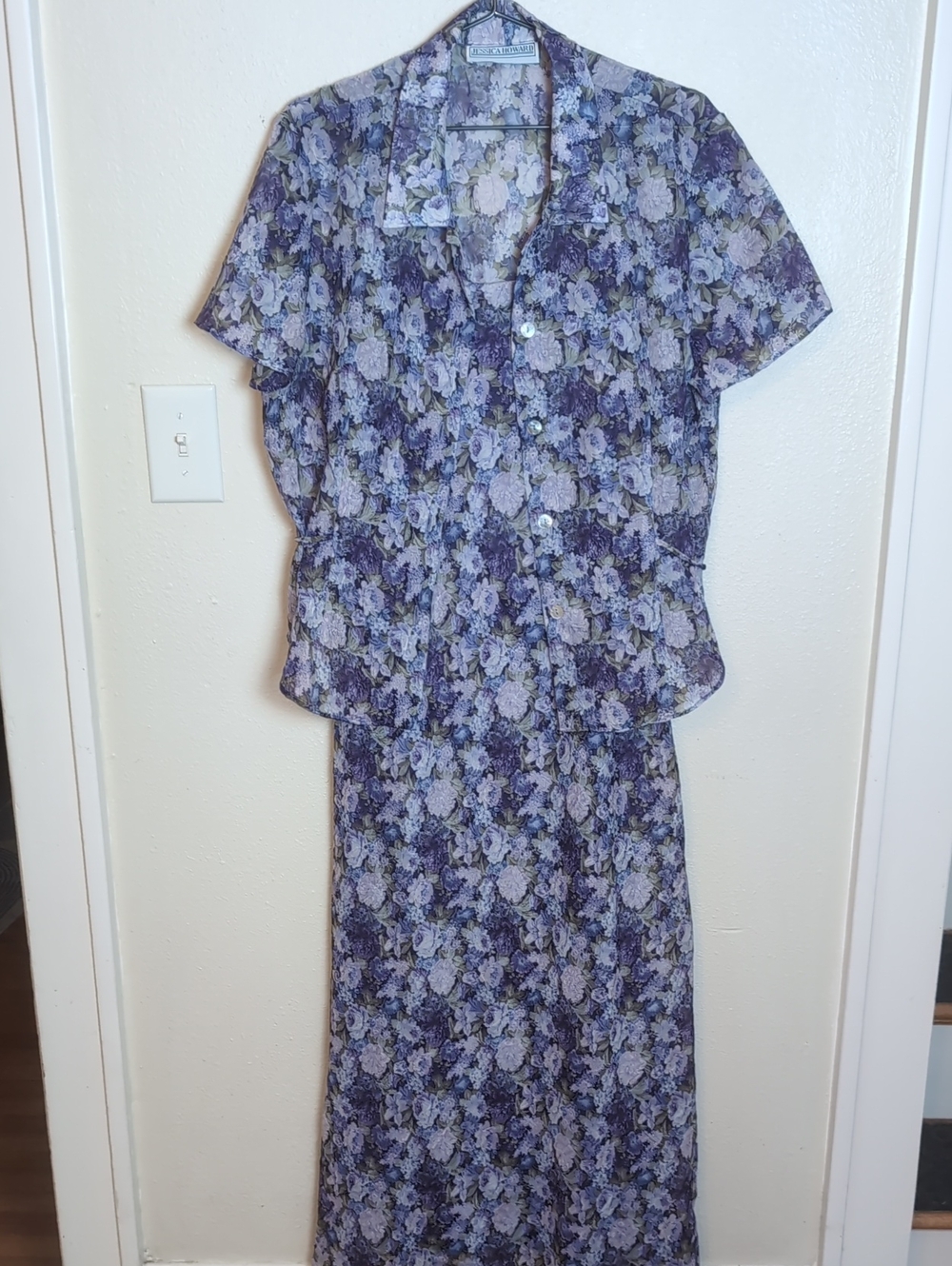 Jessica Howard Lavender and Purple Floral Maxi Dress Set 16